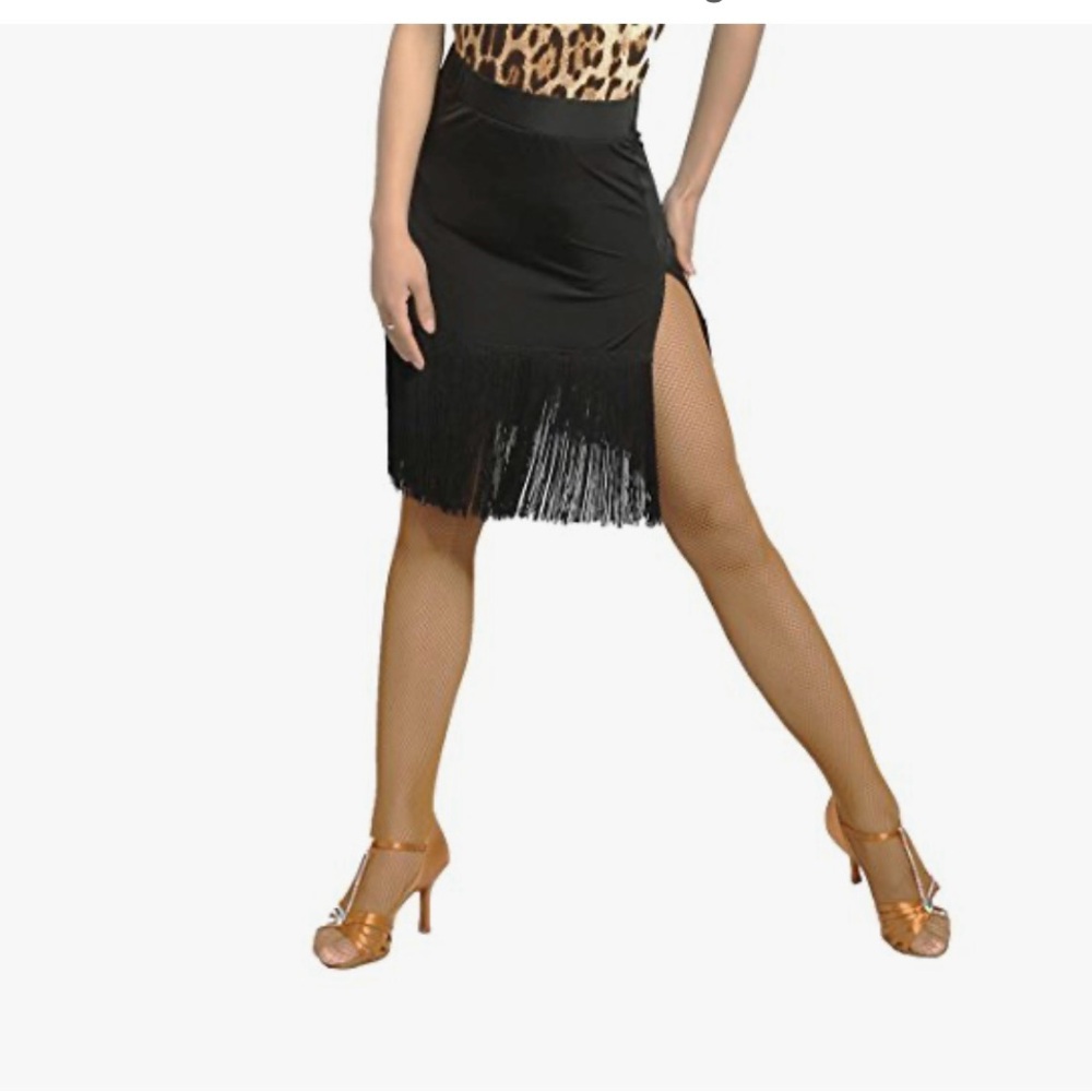 Black fringe Latin dance skirt